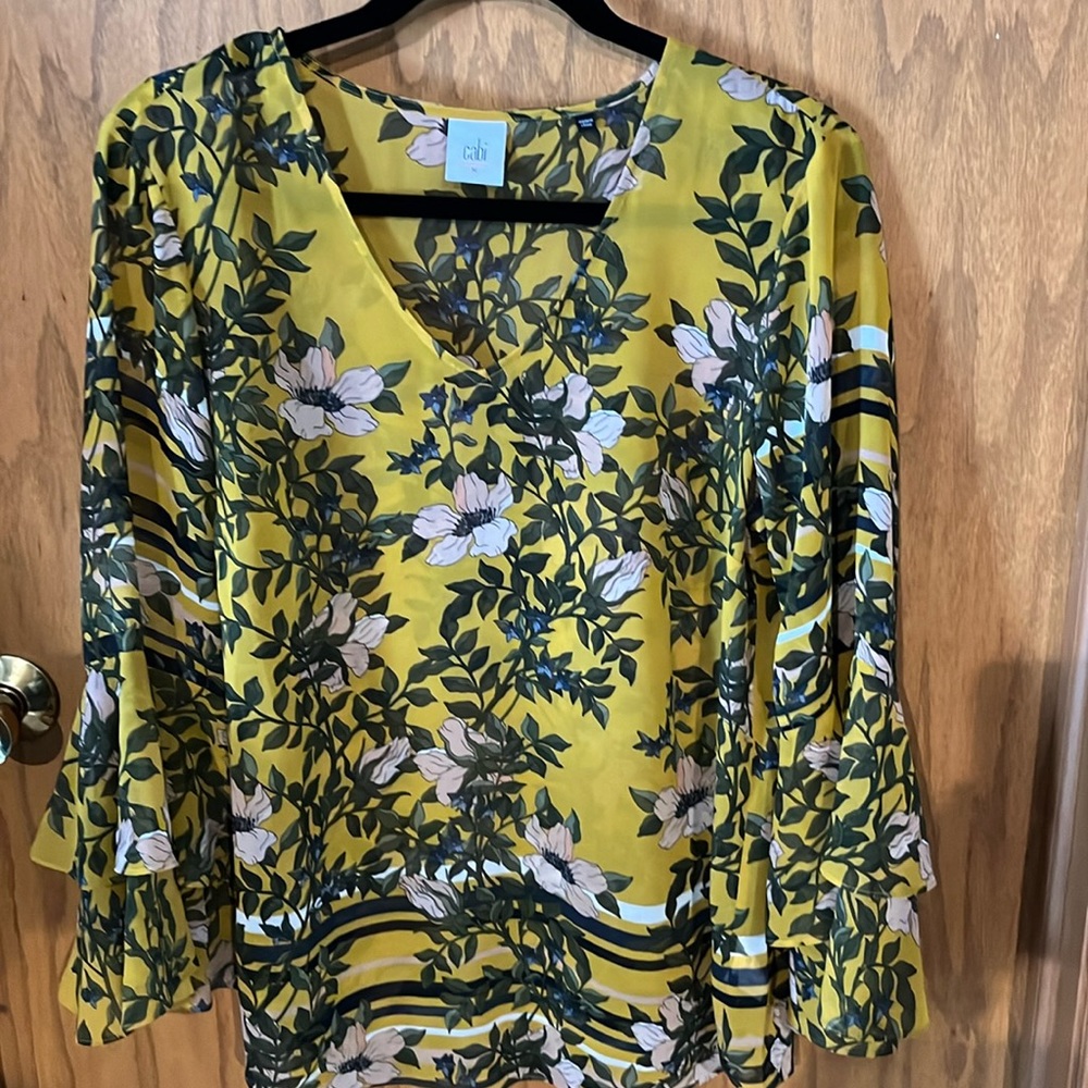 CAbi Scene Floral Bell Sleeve Blouse, Medium #5518